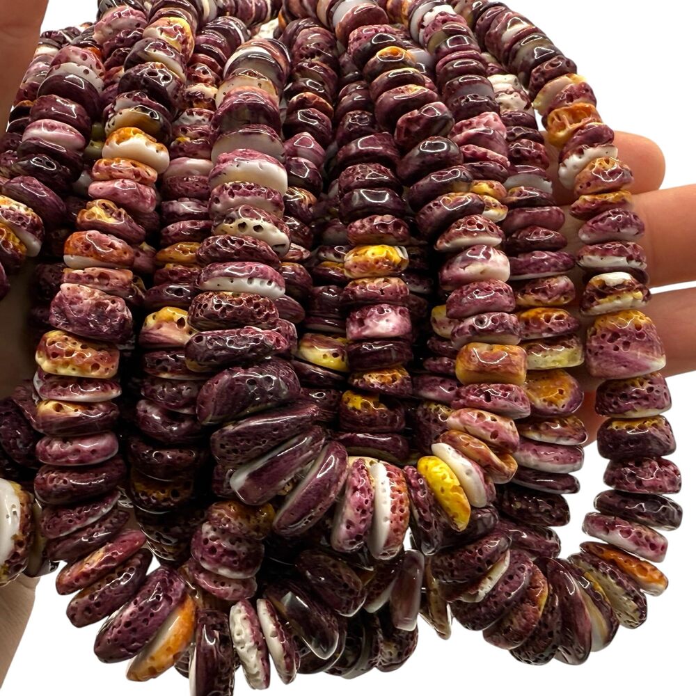 1407 ABCGEMS Gigantic Purple Spiny Oyster Shell Beads Ethically Sourced